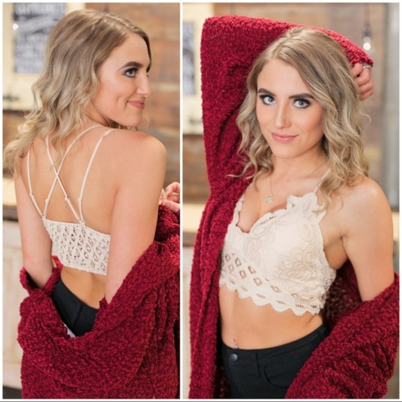 LAST ONE! Champagne Lace Padded Bralette - Picture 2 of 4